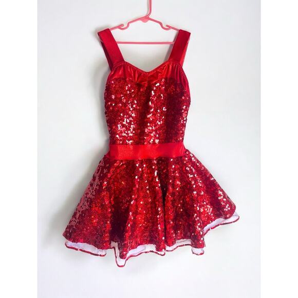 A Wish Come True Red Sequin Dance Dress Girls SA 5-6Y Pageant Costume USA - Picture 6 of 6
